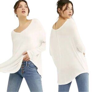 FREE PEOPLE Moonshine White V-Neck Tunic Top - Size Medium